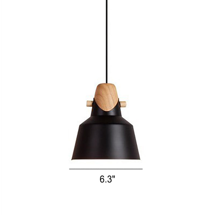 Nordische minimalistische Macaron einfarbige 1-flammige Pendelleuchte aus Eisenholz 
