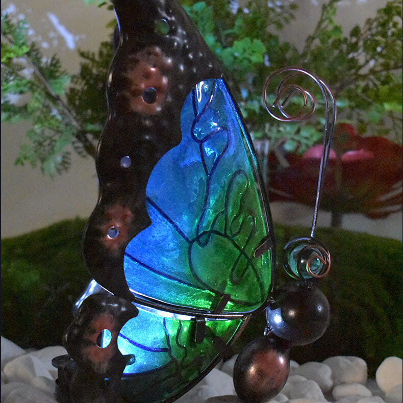 Solar Glass Butterfly Outdoor LED Decorative Garden Light