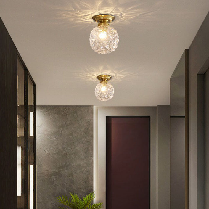 Modern Light Luxury Star Textured Glass Orb 1-Light Semi-Flush Mount Ceiling Light