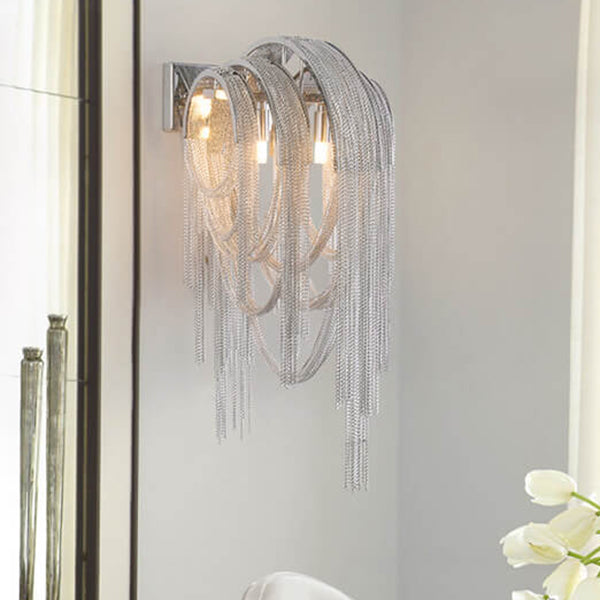 Postmoderne Luxus Aluminium Kettenquaste 2-Licht Wandleuchte 