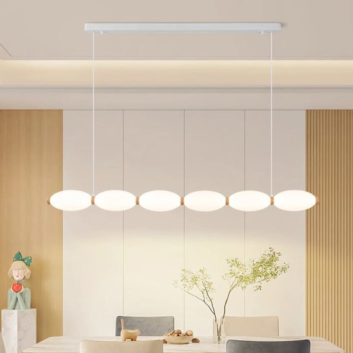 ثريا ضوء جزيرة LED بظل حبة سحرية بسلسلة لؤلؤ يابانية تقليدية لغرفة الطعام 