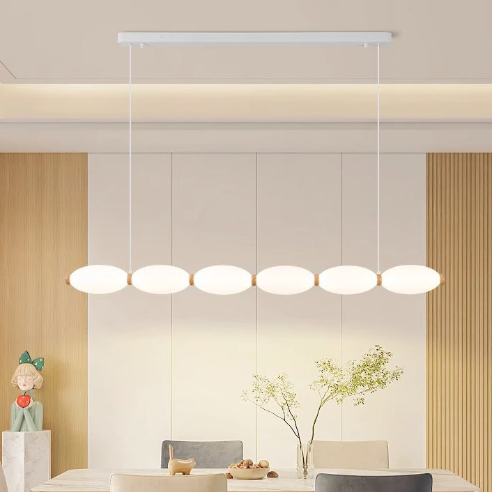 Traditional Japanese Pearl Chain Magic Bean PE Shade LED Island Light Chandelier For Dining Room