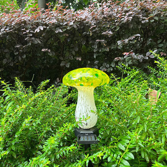Contemporary Creative Colorful Mushroom Glass Shape LED Solar Waterproof Lawn Insert Light For Garden