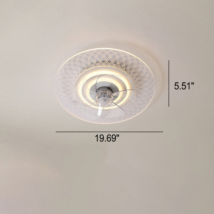 Modern Light Luxury Geometric Line Design LED Flush Mount Ceiling Fan Light
