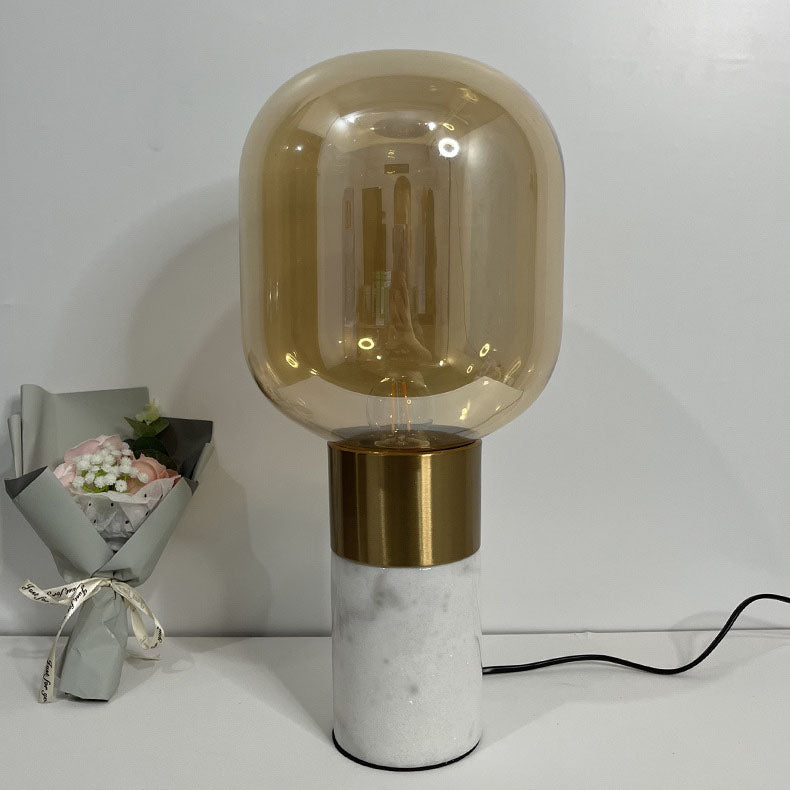 European Minimalist Marble Hardware Glass 1-Light Table Lamp