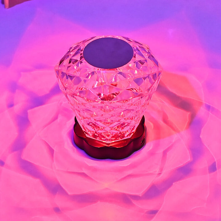 Lampe de Table décorative créative en forme de pétale de Rose en diamant, veilleuse LED en acrylique 