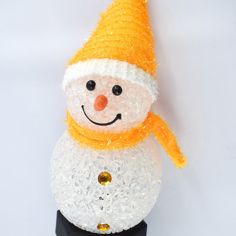 Christmas Solar Plastic Rice Ball Snowman 1-Light LED Floor Lamp