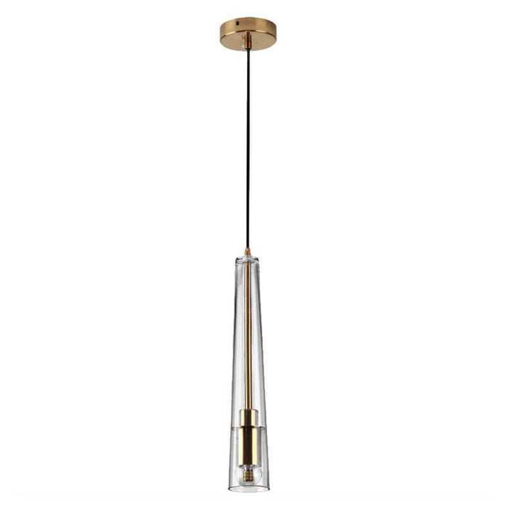 Nordisches minimalistisches klares Glas langes, verjüngtes 1-Licht-Pendelleuchte 