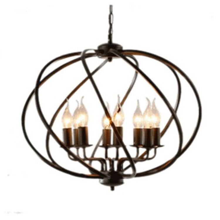 Retro Industrial Iron Candle Design 8-Light Chandelier