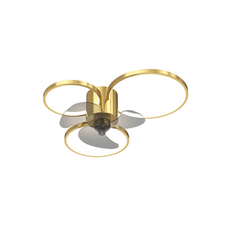 Modern Light Luxury Geometric Square Round Design LED Flush Mount Ceiling Fan Light