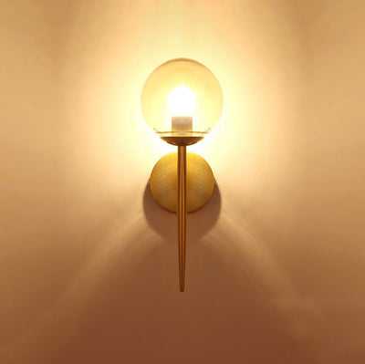 Modern Minimalist Glass Round Ball Shade Long Pole 1-Light Wall Sconce Lamp