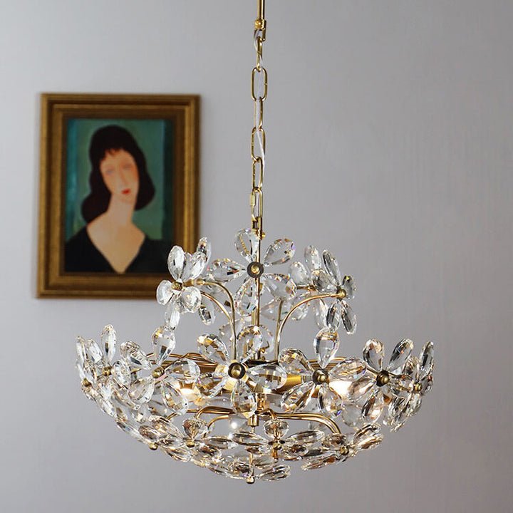 Lustre Fleur en Cristal de Luxe Français 6/8 Lumières 