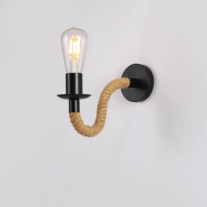 Lámpara de Aplique de Pared Redonda de Hierro de Cuerda Industrial Vintage 1/2 Luz 