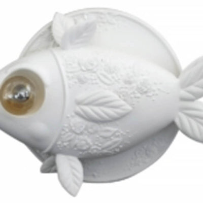 Nordic Creative White Fish Carving Resin 1-Light Wall Sconce Lamp
