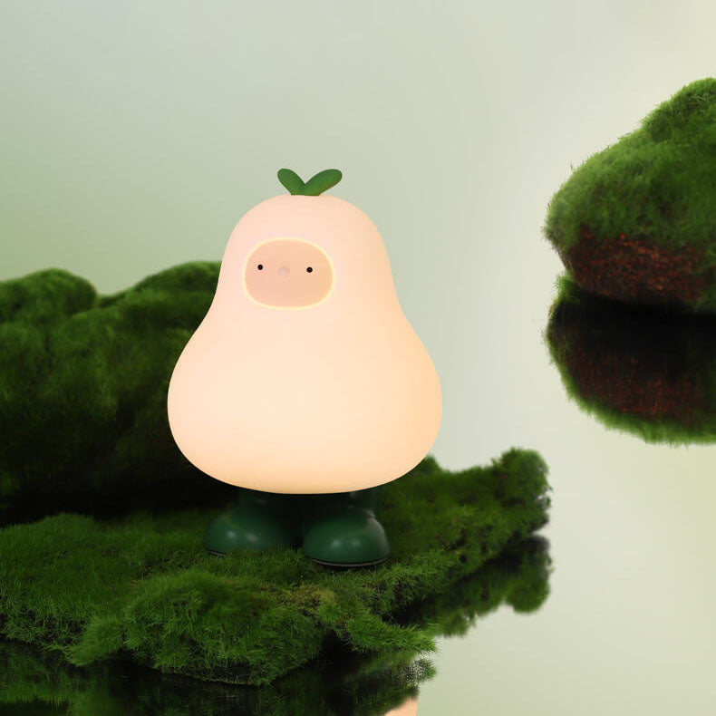 Lampe de table LED USB en silicone poire dessin animé créatif moderne 