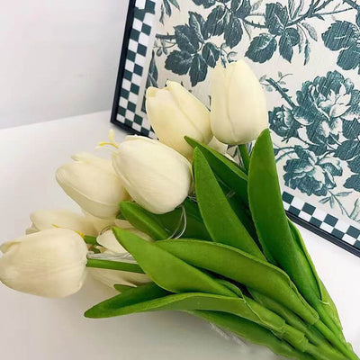 Lámpara de Mesa LED con Decoración de Flor de Tulipán Estilo Tiffany 