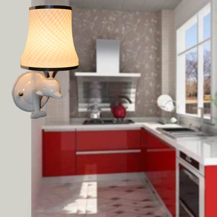 Modern Glass Creative Dolphin Decoration Design 1-Light Wall Sconce Lamp