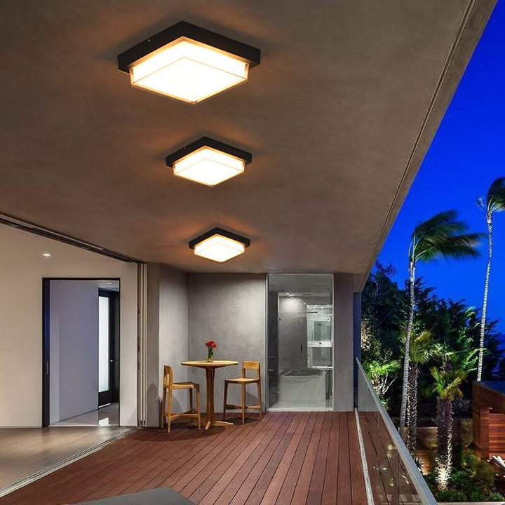 Modern Minimalist Square Aluminum Acrylic Induction LED Flush Mount Ceiling Light For Outdoor