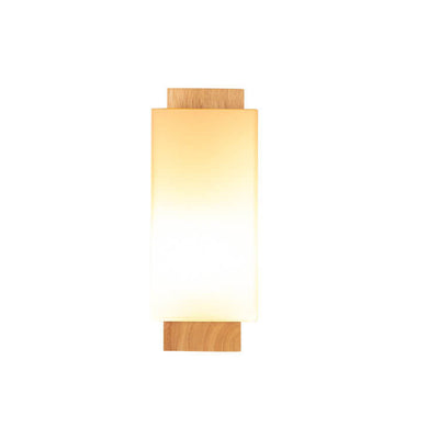 Moderne, minimalistische, quadratische Glassäule aus Massivholz mit 1 Leuchte 