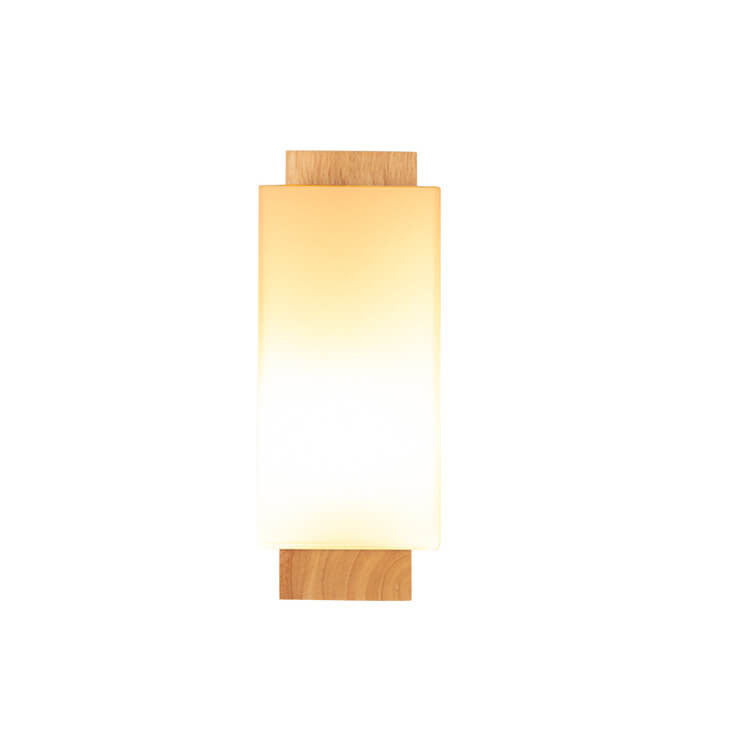 Modern Minimalist Solid Wood Square Glass Column 1-Light Wall Sconce Lamp