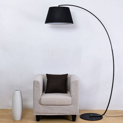 European Minimalist Solid Color Fishing Iron Fabric 1-Light Standing Floor Lamp