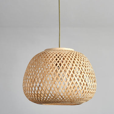 Modern Spiral Bamboo Weaving 1-Light Pendant Light