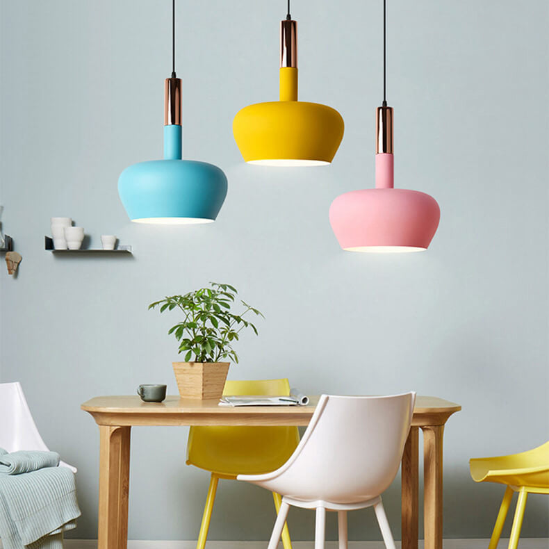 Nordic Macaron Aluminum Dome Bottle 1-Light Pendant Light