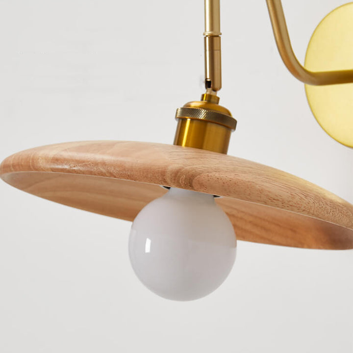 Lámpara de Aplique de Pared de 1 Luz con Bandeja Japonesa de Madera Moderna 
