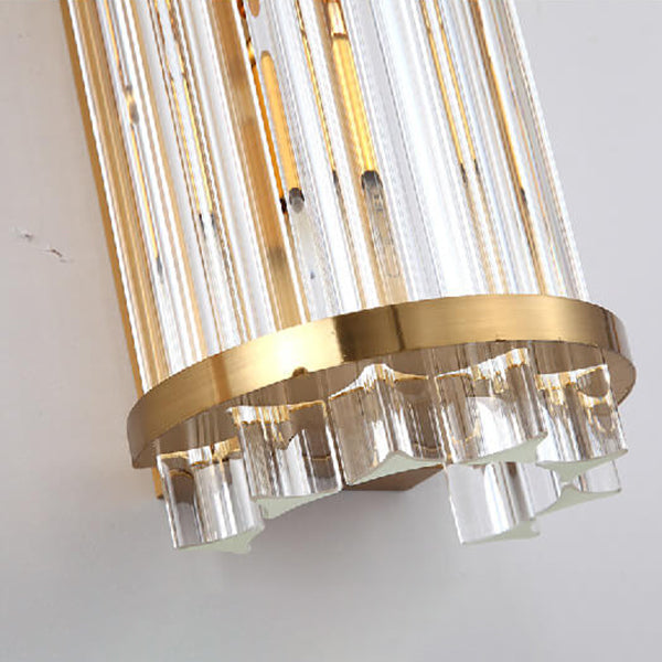Lámpara de Aplique de Pared de 2 Luces con Columna Plateada de Cristal de Lujo Nórdico 