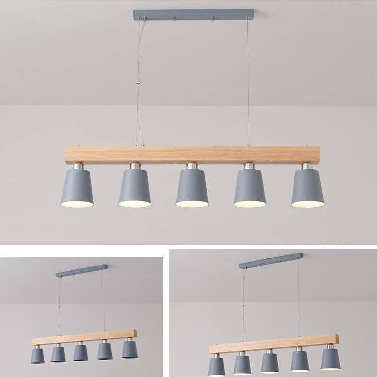 Chandelier à 5 lumières avec abat-jour conique linéaire simple nordique 