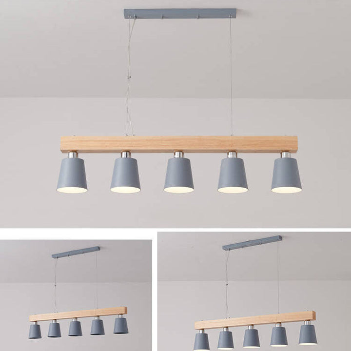 Chandelier à 5 lumières avec abat-jour conique linéaire simple nordique 