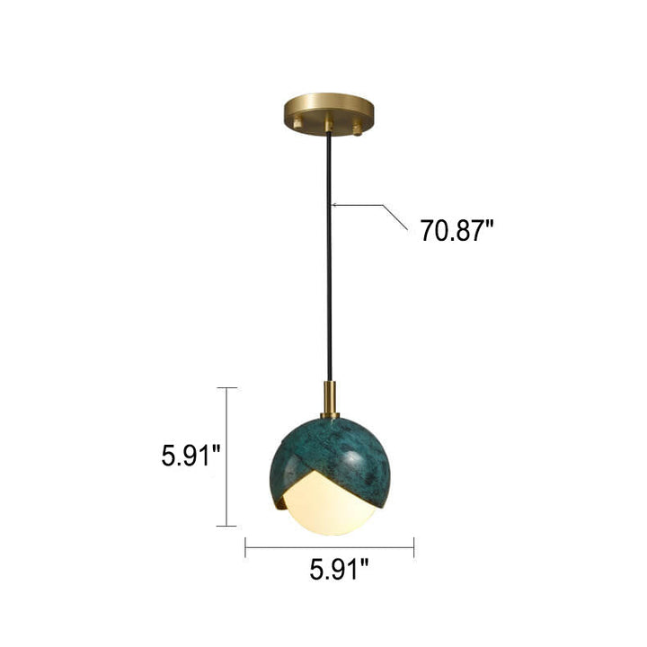 Nordic Emerald Glass Orb Brass 1-Light Pendant Light