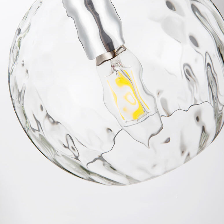 Vintage Minimalist Chrome Clear Round Ball Glass 1-Light Pendant Light