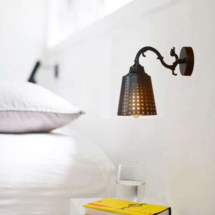 Industrial Vintage Iron Bell Tree Branch Arm 1-Light Wall Sconce