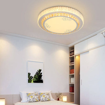 Modern Minimalist Round Acrylic Crystal LED Flush Mount Lighting