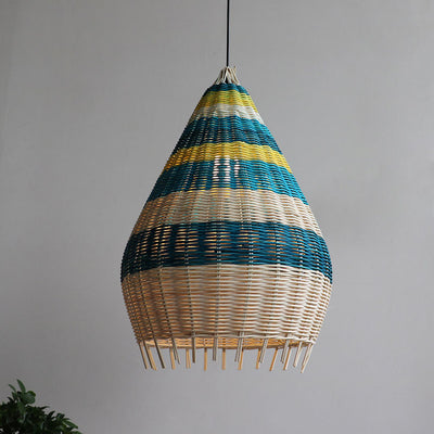 Modern Colorful Bamboo Weaving 1-Light Pendant Light