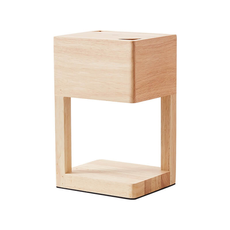 Modern Log Square Geometry 2-Light Melting Wax Table Lamp