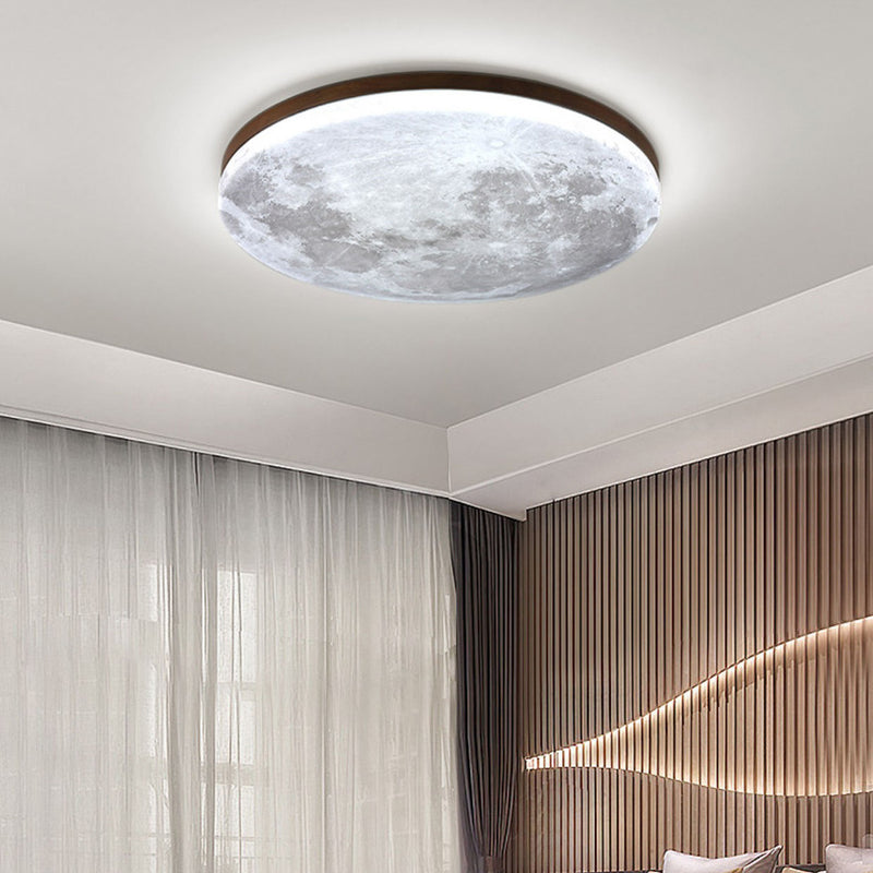 Nordic Minimalist Moon Round Acrylic LED Flush Mount Ceiling Light