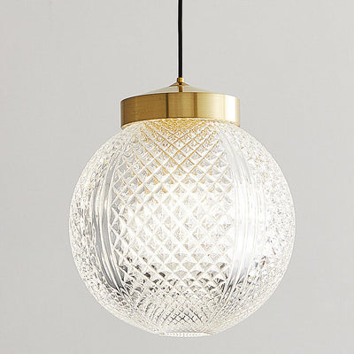 Modern Luxury Spherical Glass Brass 1-Light Pendant Light