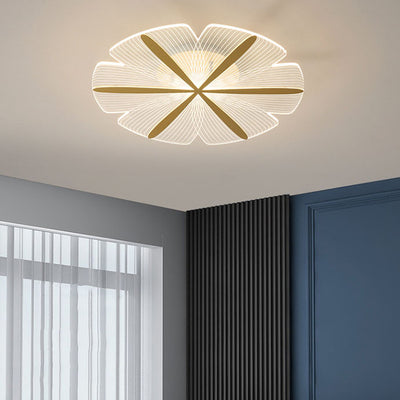 Modern Minimalist Acrylic Petal Round Gold LED Flush Mount Ceiling Light