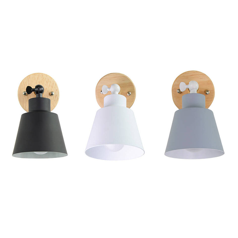 Nordic Minimalist Macaron Einfarbige Drehbare Holz 1-Licht Wandleuchte 