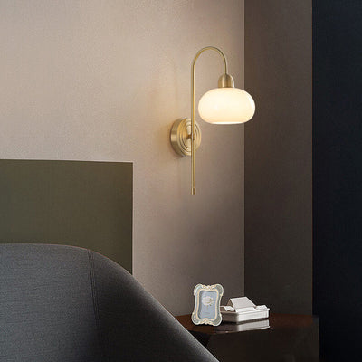 Modern Luxury Brass Glass Dome 1-Light Wall Sconce Lamp