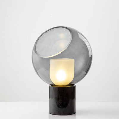 Lámpara de Mesa de 1 Luz con Base de Mármol Minimalista Nórdico y Bola de Vidrio 