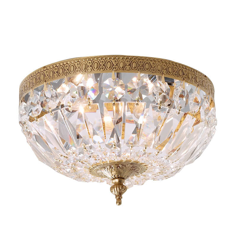 All Copper Classic Country Style Crystal 6-Light Flush Mount Light