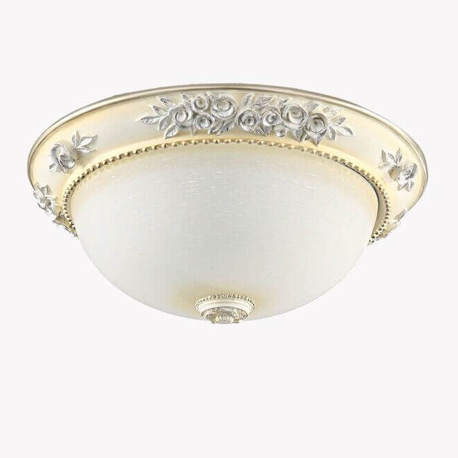 European Simple Iron Round Glass Lampshade 2/3-Light Flush Mount Ceiling Light