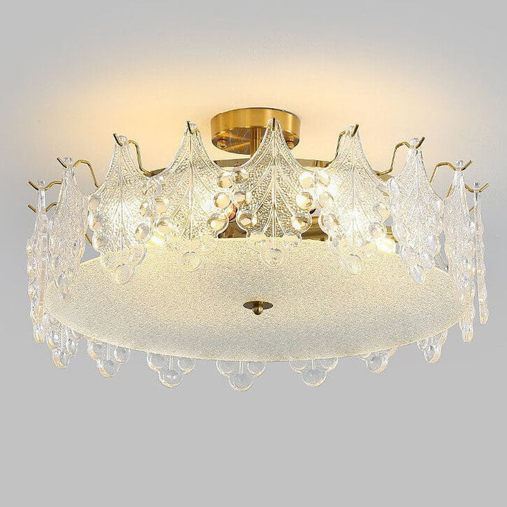 Lámpara de Techo Semi-empotrada Redonda de Cristal de Lujo Francés con 5/6/8 Luces 