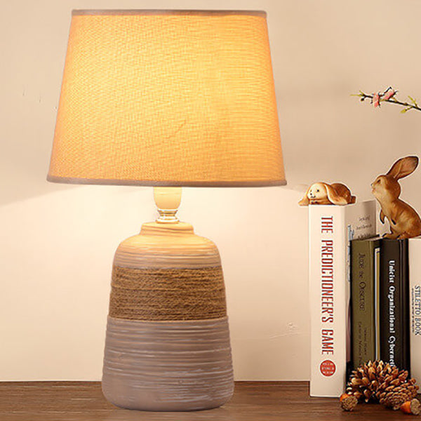 European Style Twine Fabric Ceramic Base 1-Light Table Lamp