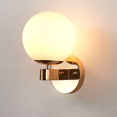 Nordic Minimal Round Head Iron Glass 1-Light Wall Sconce Lamp