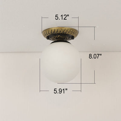 European Glass Bronze 1-Light Semi-Flush Mount Ceiling Light