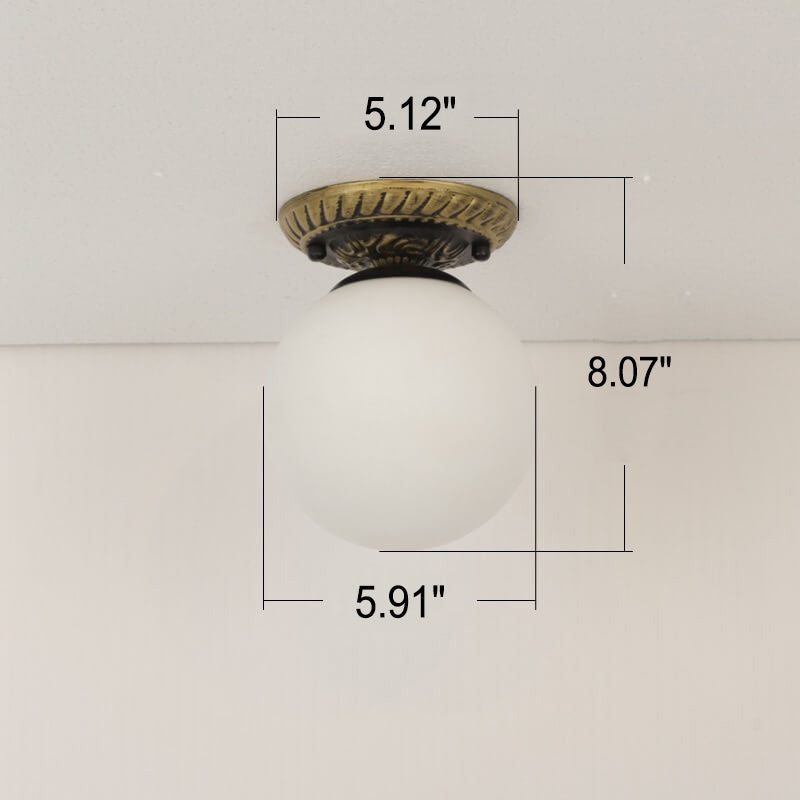 European Glass Bronze 1-Light Semi-Flush Mount Ceiling Light